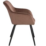 Lot de 2 chaises pieds noir siège de salon cuisine salle à manger design élégant velours marron 08_0000135