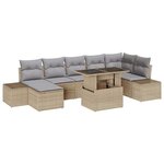 vidaXL Ensemble de canapé de jardin 8 Pièces beige et gris clair