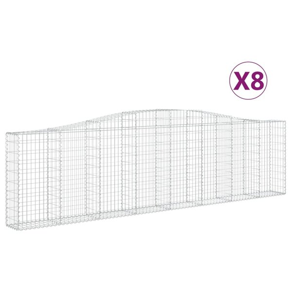 vidaXL Paniers à gabions arqués 8 Pièces 400x30x100/120 cm Fer galvanisé