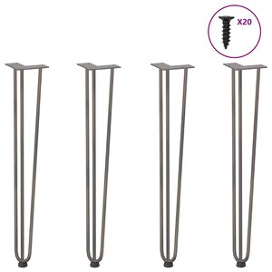vidaXL Pieds en épingle à cheveux pour consoles lot de 4 acier naturel 72 cm acier massif