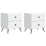 vidaXL Cabinet de chevet avec tiroir 2 Pièces Blanc 43 x 34 5 x 47 5 cm