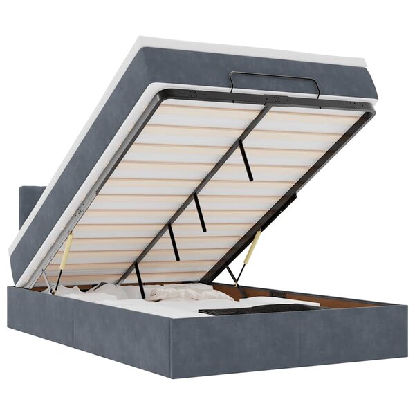 vidaXL Cadre de lit ottoman et matelas gris foncé 120x200 cm velours