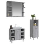 vidaXL Ensemble d'armoires de salle de bain 3 Pièces sonoma gris