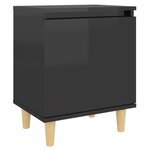 vidaXL Tables de chevet pieds en bois 2 Pièces Noir brillant 40x30x50 cm