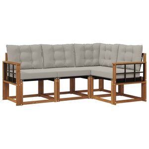 vidaXL Ensemble de canapés d'extérieur 4 pc Gris Naturel et Clair