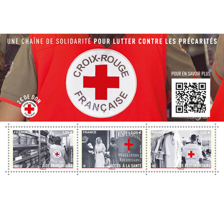 Bloc 3 timbres - Croix Rouge Française - 2019 - Lettre Prioritaire