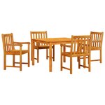 Ensemble de jardin 5 pièces vidaXL en acacia massif