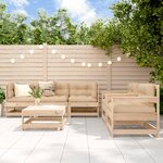 vidaXL Salon de jardin 6 Pièces avec coussins bois massif