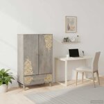 vidaXL Haut Armoire Gris et or 60 x 33 x 100 cm Bois de mangue massif
