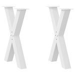 vidaXL Pieds de table à manger en forme de X  2 pièces  blanc  50 x (72-73) cm  acier