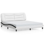 vidaXL Cadre de lit avec lumières LED blanc noir 180x200 cm similicuir