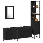 vidaXL Ensemble de mobilier de salle de bain avec étagère 4 Pièces Noir