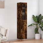 vidaXL Buffet haut Chêne fumé 34 5x34x180 cm Bois d'ingénierie