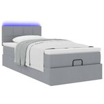 vidaXL Lit ottoman avec matelas gris clair 100x200 cm tissu