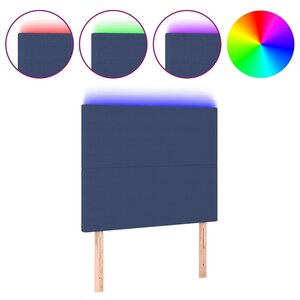 vidaXL Tête de lit à LED Bleu 80x5x118/128 cm Tissu