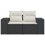 vidaXL Canapé de jardin avec coussins 2 places noir résine tressée