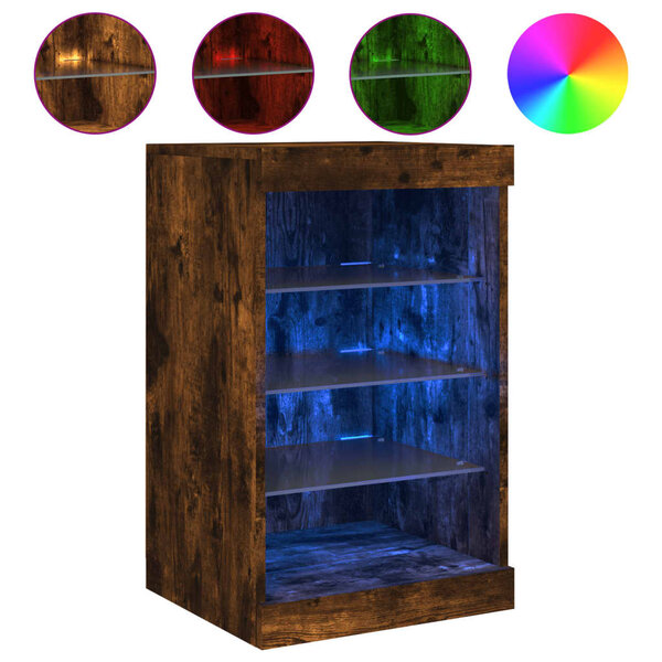 vidaXL Buffet avec lumières LED chêne fumé 41x37x67 cm