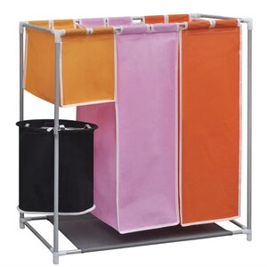 vidaXL Panier à linge à 3 sections avec un bac de lavage
