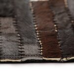 Vidaxl tapis cuir véritable patchwork 160 x 230 cm rayures noir/blanc