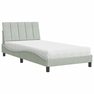 vidaXL Lit avec matelas gris clair 100x200 cm velours