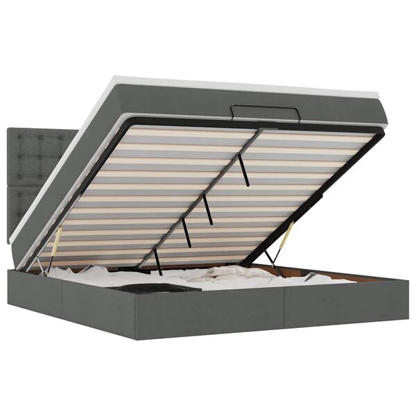 VidaXL Cadre de lit ottoman avec matelas gris foncé 180x200 cm tissu