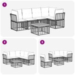 vidaXL Ensemble de canapés d'extérieur 6 pc Noir et Gris foncé