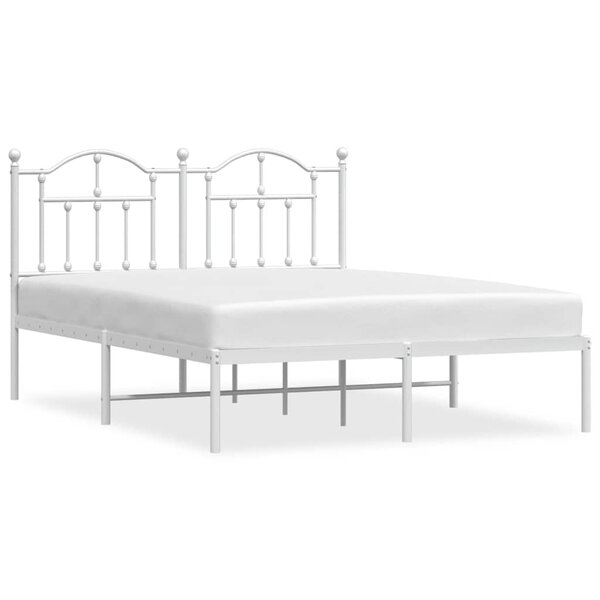 vidaXL Cadre de lit métal sans matelas et tête de lit blanc 140x200 cm