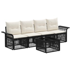 vidaXL Ensemble de canapé de jardin 5 Pièces Noir polyrotin