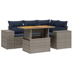 vidaXL Salon de jardin 5 Pièces avec coussins gris résine tressée