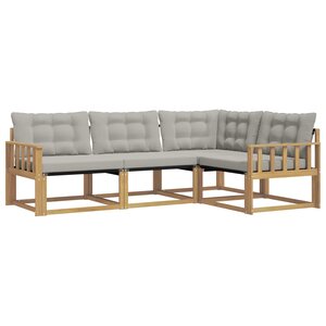 vidaXL Ensemble de canapés d'extérieur 4 pc Blanc et gris clair