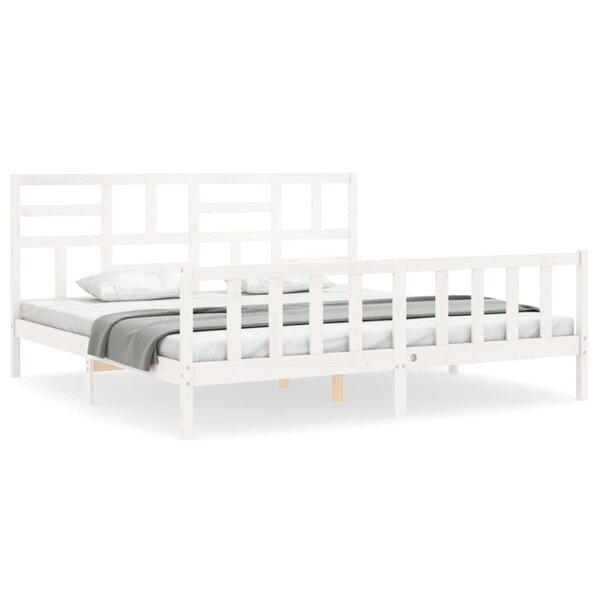 vidaXL Cadre de lit avec tête de lit blanc 200x200 cm bois massif
