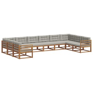 vidaXL Ensemble de canapés d'extérieur 10 Pièces Gris Naturel et Clair