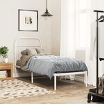 vidaXL Cadre de lit métal sans matelas avec tête de lit blanc 75x190cm