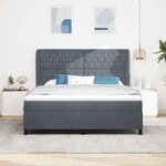 vidaXL Lit à ressorts avec matelas Gris foncé 180 x 200 cm Velours