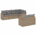 vidaXL Salon de jardin avec coussins 7Pièces mélange beige résine tressée