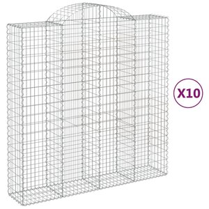 vidaXL Paniers à gabions arqués 10 Pièces 200x50x200/220 cm Fer galvanisé