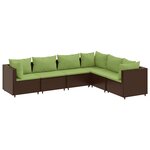 vidaXL Salon de jardin 6 Pièces avec coussins Marron Résine tressée