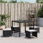 vidaXL Tabourets de jardin et coussins lot de 4 noir 41x41x36 cm rotin