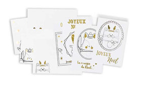 Lot de 4 Cartes et enveloppes à colorier doré métallique
