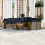 vidaXL Salon de jardin 10 Pièces avec coussins gris résine tressée