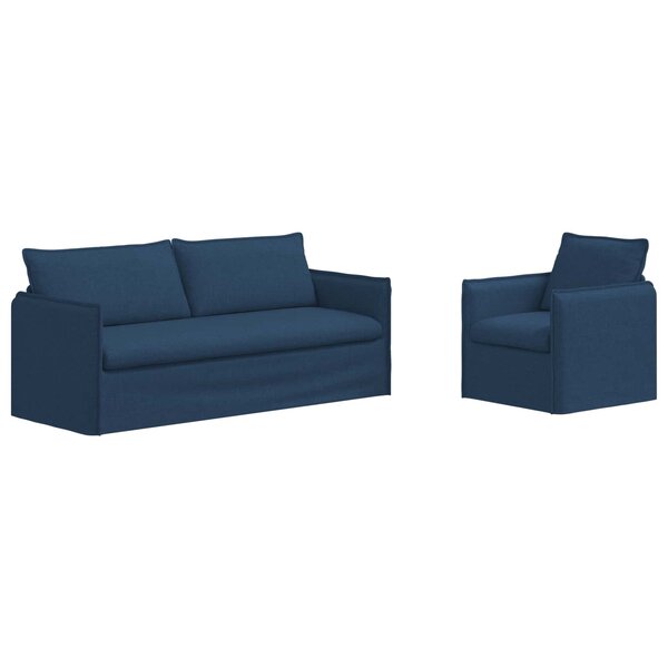 vidaXL Ensemble de Canapés 2 pc Bleu Tissu