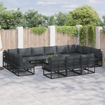 vidaXL Ensemble de canapé de jardin avec coussin 13 Pièces Noir Aluminium