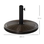 Pied de parasol rond base de lestage Ø 48 x 34 cm résine imitation rotin poids net 14 Kg noir bronze