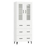 vidaXL Buffet haut Blanc 69 5x34x180 cm Bois d'ingénierie