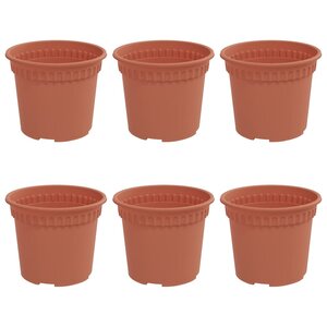 vidaXL Pot à fleurs rond 6 Pièces Rouge brique Ø 12 5 x 10 cm Plastique