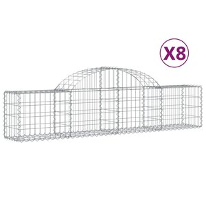 vidaXL Paniers à gabions arqués 8 Pièces 200x30x40/60 cm Fer galvanisé