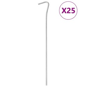 vidaXL Piquets de tente 25 Pièces 23 cm Ø4 mm acier galvanisé
