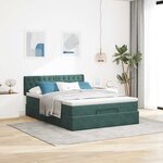 vidaXL Cadre de lit ottoman avec matelas vert foncé 140x190 cm velours