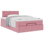 vidaXL Cadre de lit ottoman avec matelas rose 120x200 cm velours