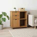 vidaXL Cabinet roulant avec roue Marron miel 63 5 x 39 x 65 5 cm